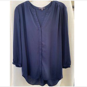 Navy Pintuck Blouse.
